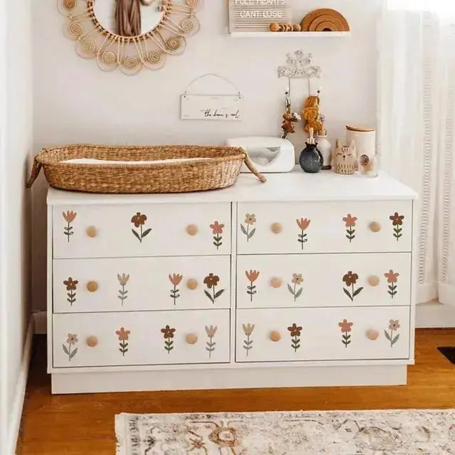 Retro Floral Wall Stickers - Boho Botanical Room Decor - Easy do Wall do