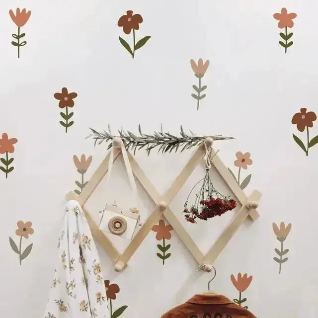 Retro Floral Wall Stickers - Boho Botanical Room Decor - Easy do Wall do