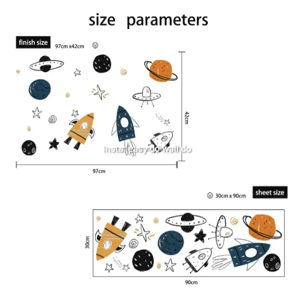Rocket Planet Wall Sticker - Fun Space Decor - Easy do Wall do