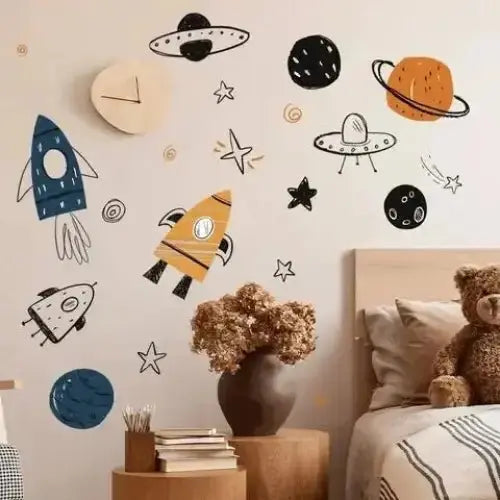 Rocket Planet Wall Sticker - Fun Space Decor - Easy do Wall do