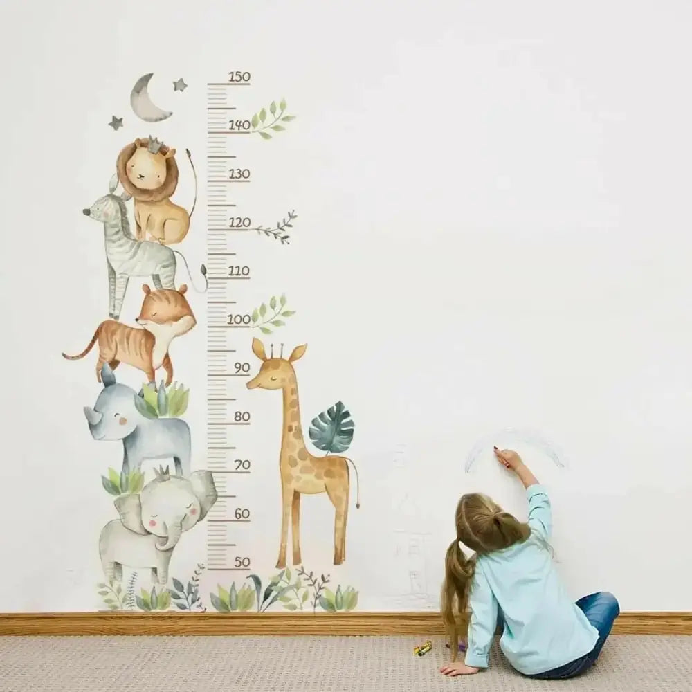 Safari Animal Growth Chart Wall Sticker - Fun and Functional Decor - Easy do Wall do
