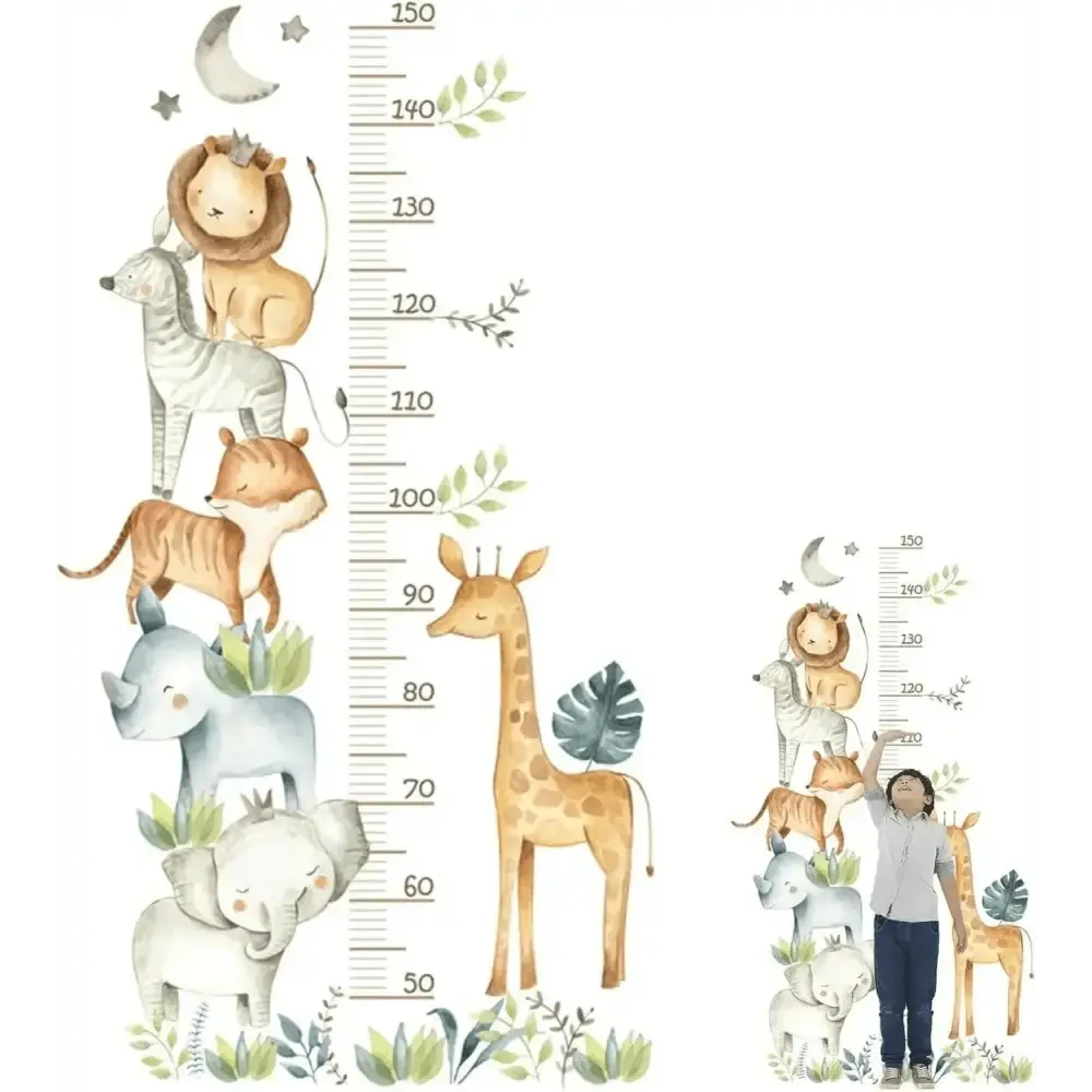 Safari Animal Growth Chart Wall Sticker - Fun and Functional Decor - Easy do Wall do