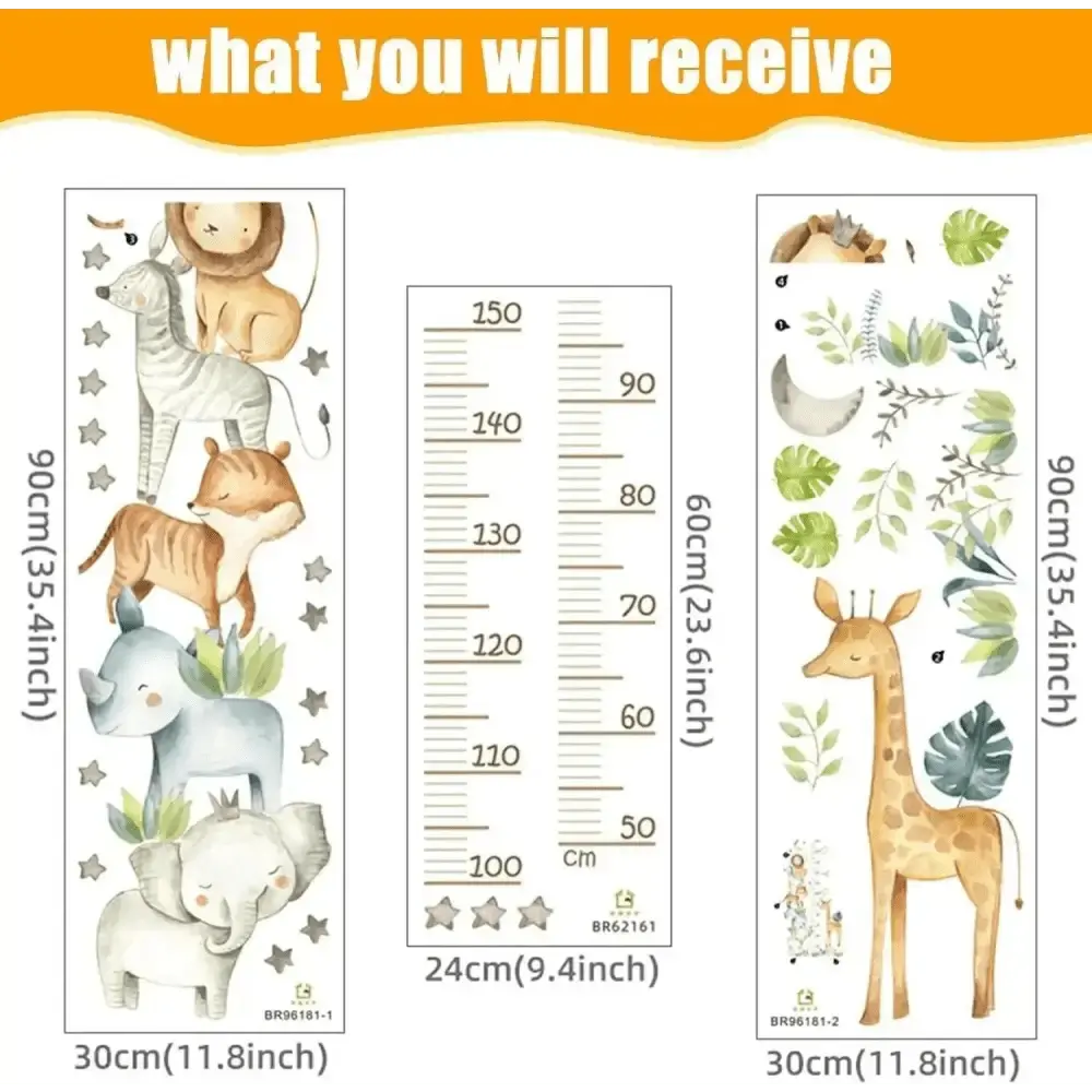 Safari Animal Growth Chart Wall Sticker - Fun and Functional Decor - Easy do Wall do