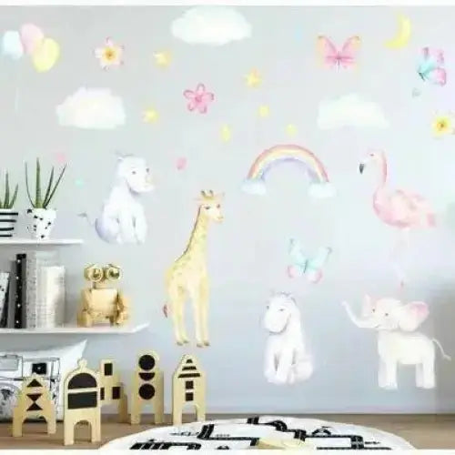 Safari Animal Rainbow Wall Stickers Set - Easy do Wall do