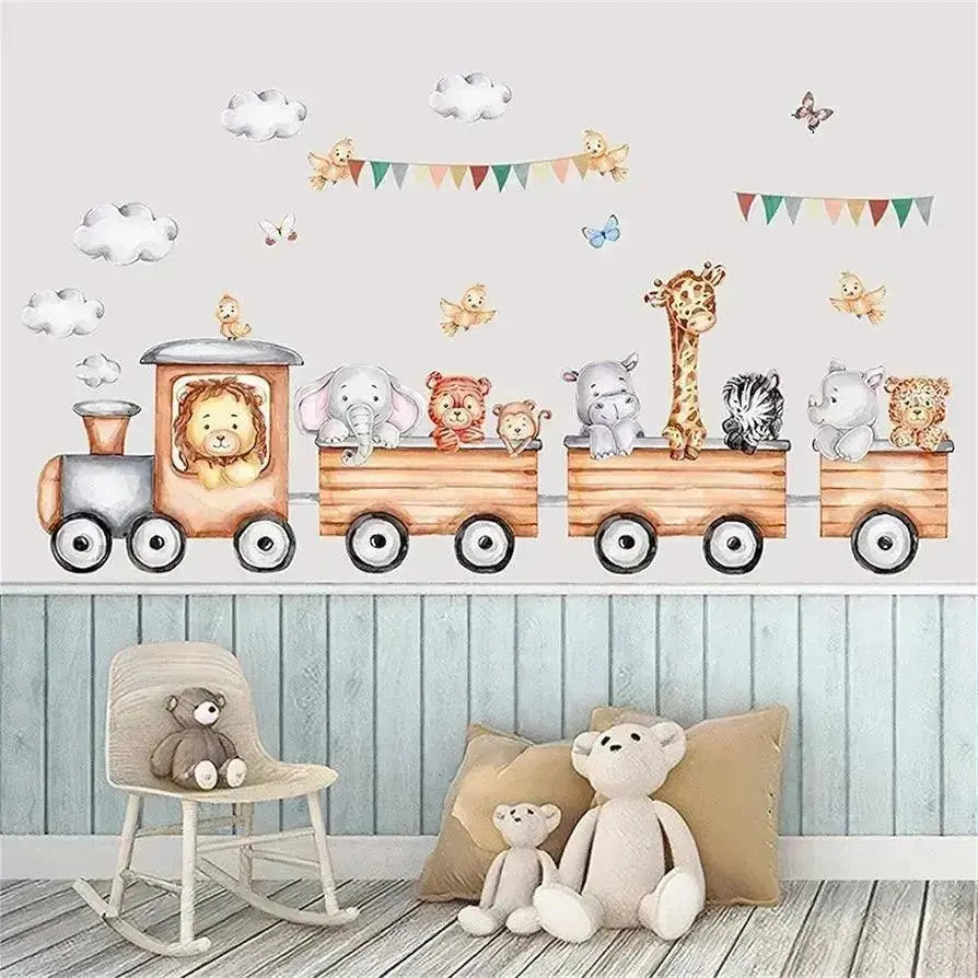 Safari Animal Train Wall Stickers Set for Kids - Easy do Wall do