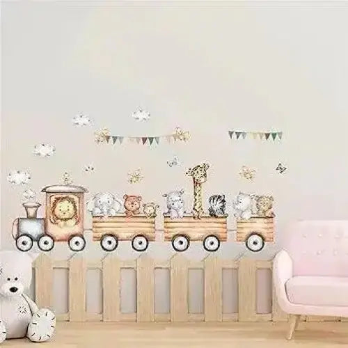 Safari Animal Train Wall Stickers Set for Kids - Easy do Wall do