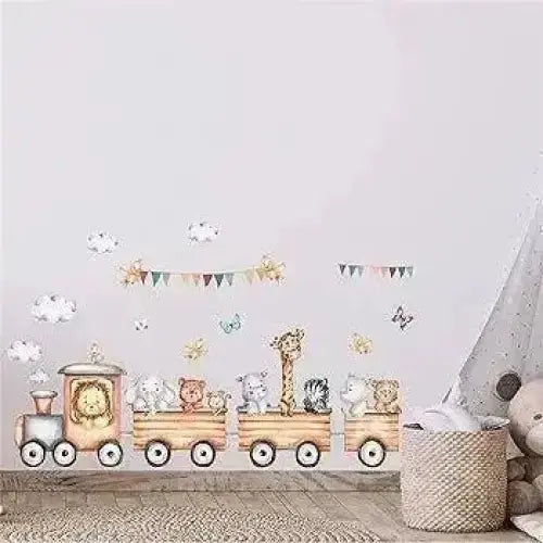 Safari Animal Train Wall Stickers Set for Kids - Easy do Wall do