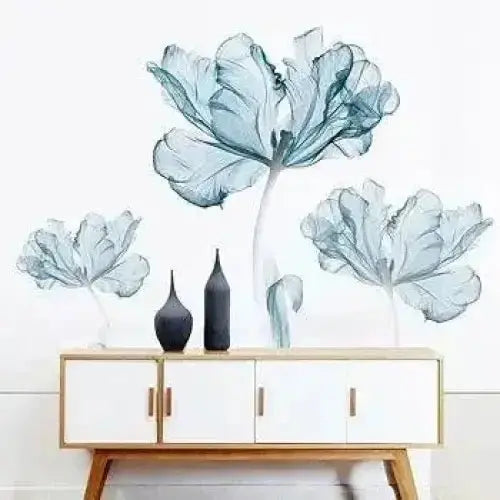 Serene Blue Floral Wall Stickers - Elegant Nature Decor - Easy do Wall do