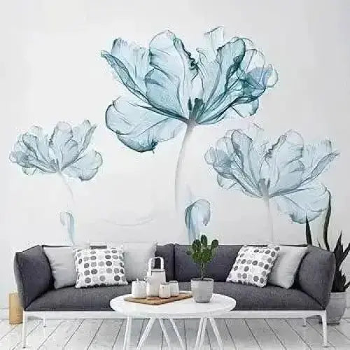 Serene Blue Floral Wall Stickers - Elegant Nature Decor - Easy do Wall do