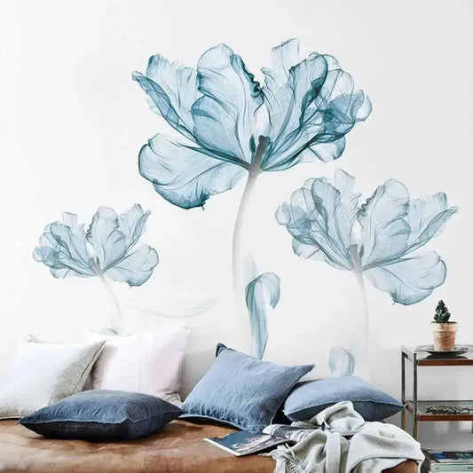 Serene Blue Floral Wall Stickers - Elegant Nature Decor - Easy do Wall do