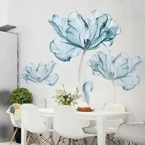 Serene Blue Floral Wall Stickers - Elegant Nature Decor - Easy do Wall do