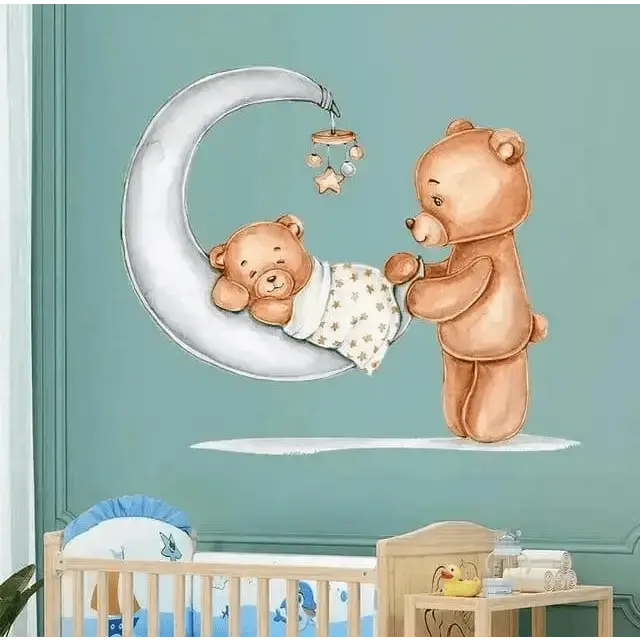 Sleeping Bear Baby Wall Stickers for Nurseries - Easy do Wall do