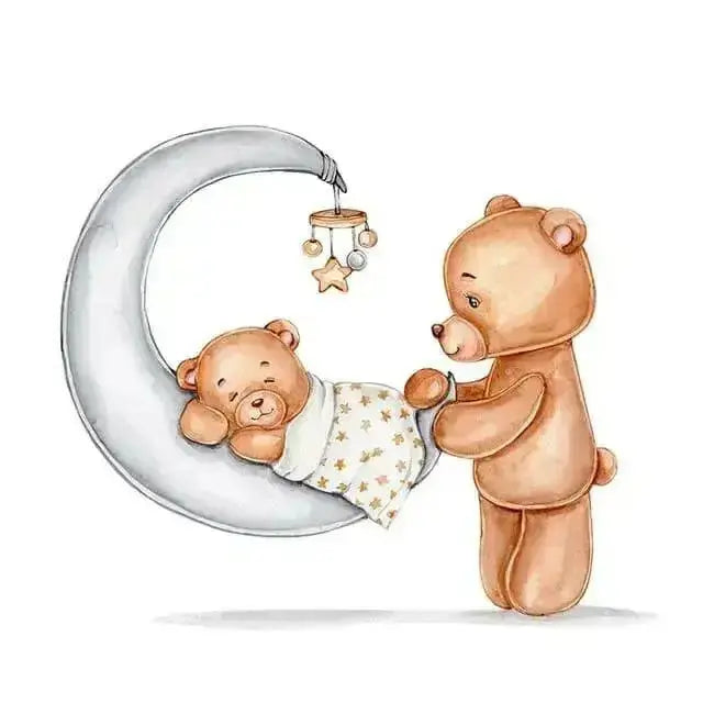 Sleeping Bear Baby Wall Stickers for Nurseries - Easy do Wall do