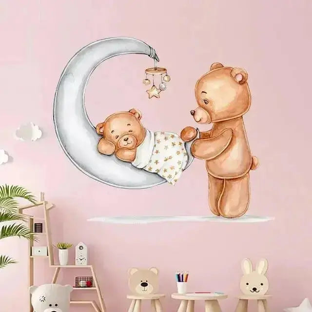 Sleeping Bear Baby Wall Stickers for Nurseries - Easy do Wall do