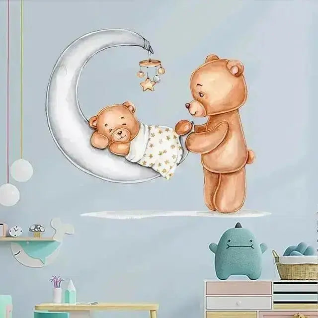 Sleeping Bear Baby Wall Stickers for Nurseries - Easy do Wall do