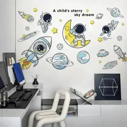 Space Astronaut Wallpaper Stickers - Cosmic Room Decor - Easy do Wall do