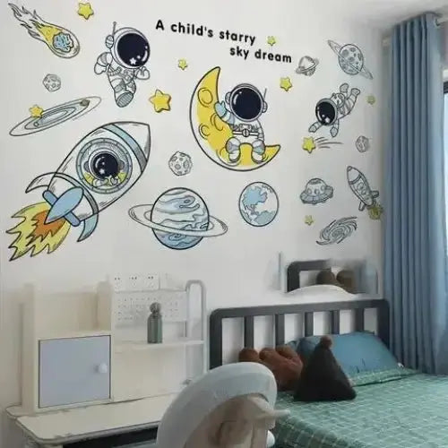 Space Astronaut Wallpaper Stickers - Cosmic Room Decor - Easy do Wall do