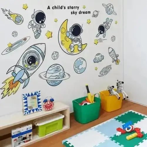 Space Astronaut Wallpaper Stickers - Cosmic Room Decor - Easy do Wall do