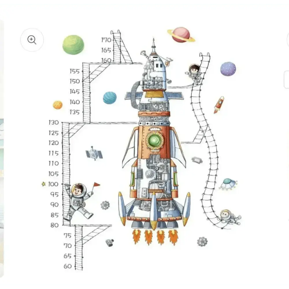 Space Rocket Wall Sticker Lebanon - Fun Height Measure for Kids - Easy do Wall do