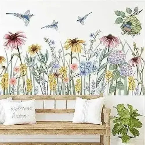 Spring Garden Floral and Bird Wallpaper Stickers for Natural Decor - Easy do Wall do