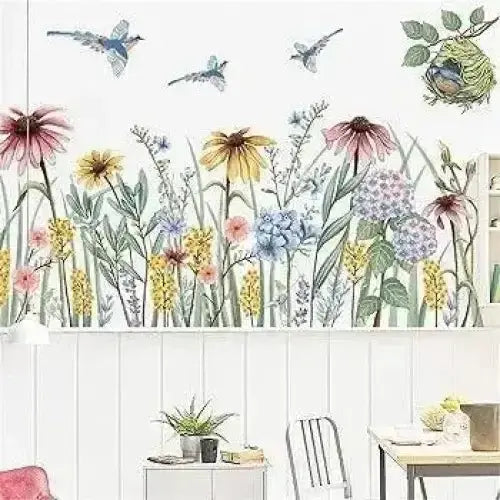 Spring Garden Floral and Bird Wallpaper Stickers for Natural Decor - Easy do Wall do