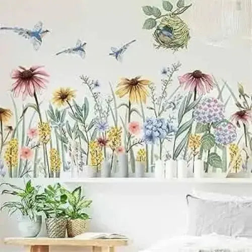 Spring Garden Floral and Bird Wallpaper Stickers for Natural Decor - Easy do Wall do