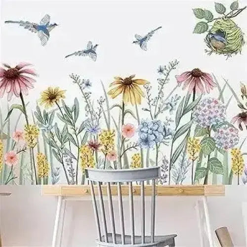 Spring Garden Floral and Bird Wallpaper Stickers for Natural Decor - Easy do Wall do