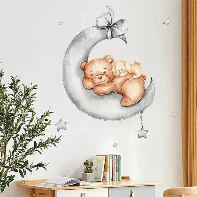 Sweet Dreams Bear and Bunny Wallpaper Stickers for Kids - Easy do Wall do