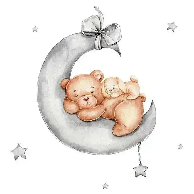Sweet Dreams Bear and Bunny Wallpaper Stickers for Kids - Easy do Wall do