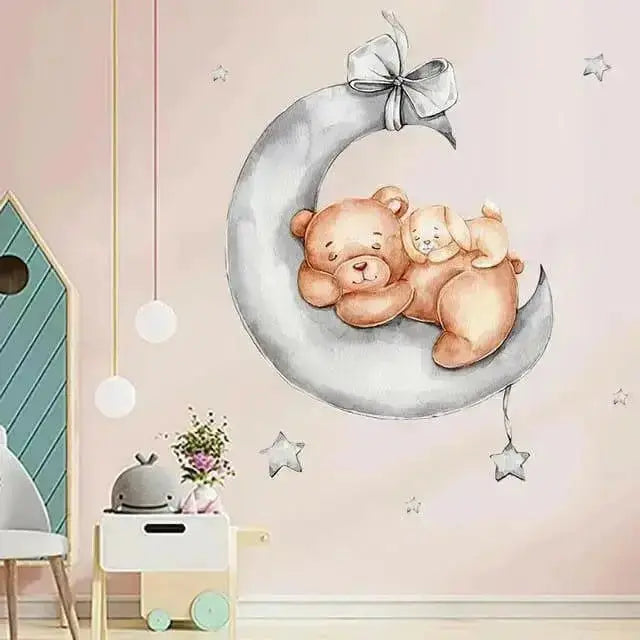 Sweet Dreams Bear and Bunny Wallpaper Stickers for Kids - Easy do Wall do