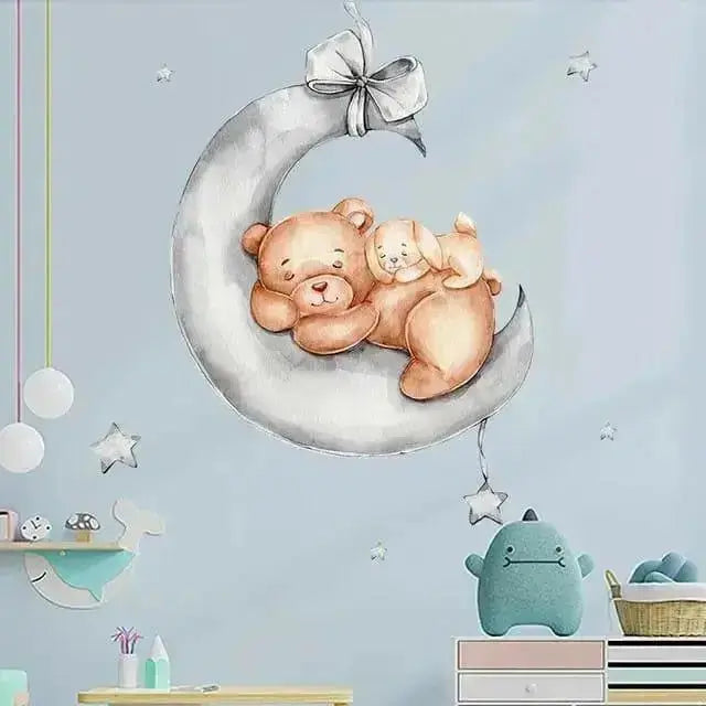 Sweet Dreams Bear and Bunny Wallpaper Stickers for Kids - Easy do Wall do