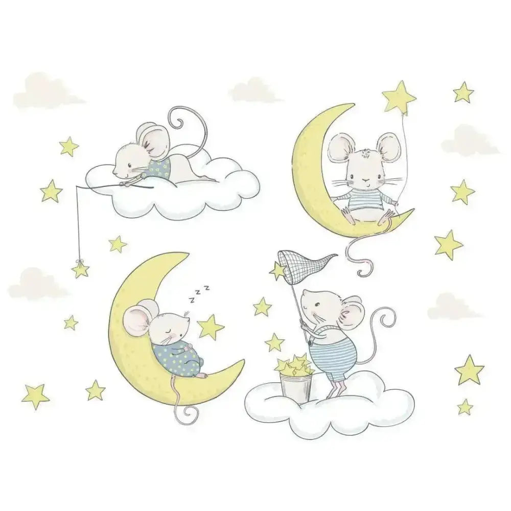 Sweet Dreams Mouse Wallpaper Stickers for Cozy Bedrooms - Easy do Wall do