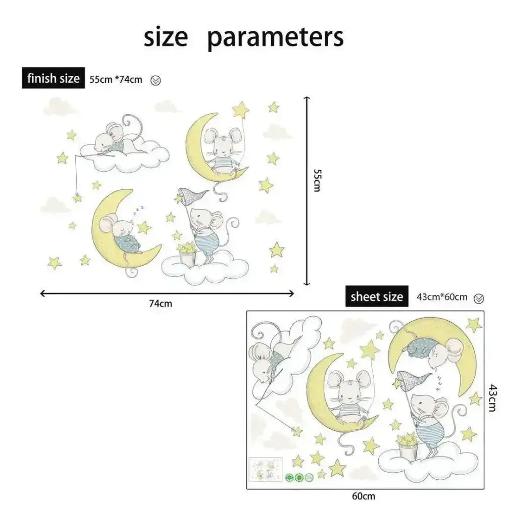 Sweet Dreams Mouse Wallpaper Stickers for Cozy Bedrooms - Easy do Wall do