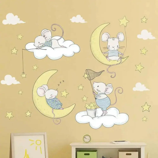 Sweet Dreams Mouse Wallpaper Stickers for Cozy Bedrooms - Easy do Wall do