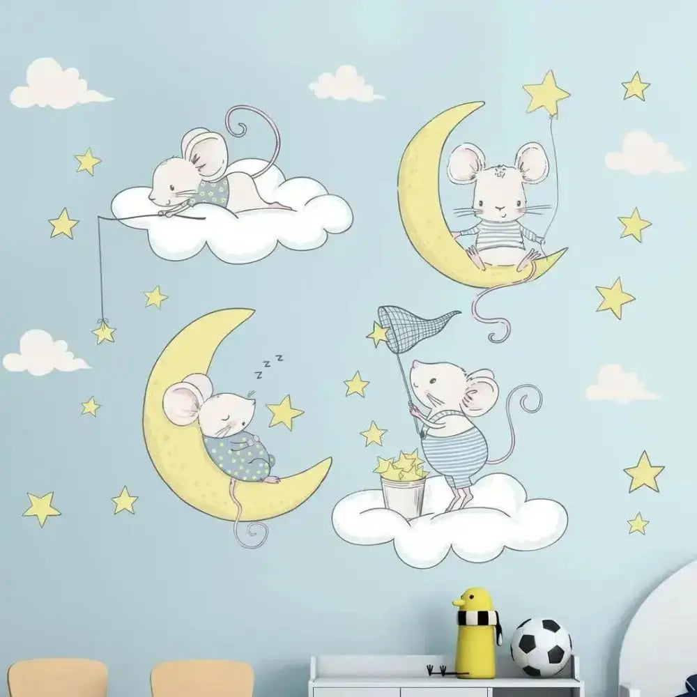 Sweet Dreams Mouse Wallpaper Stickers for Cozy Bedrooms - Easy do Wall do