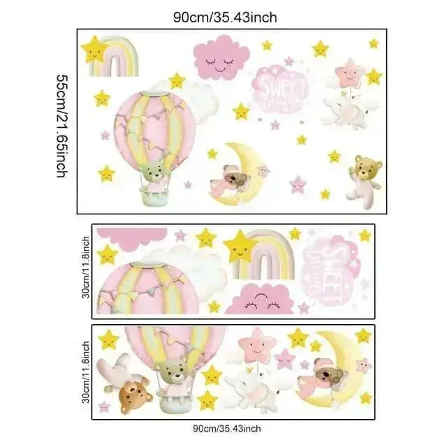 Sweet Dreams Wall Stickers - Cartoon Bear & Moon for Kids - Easy do Wall do