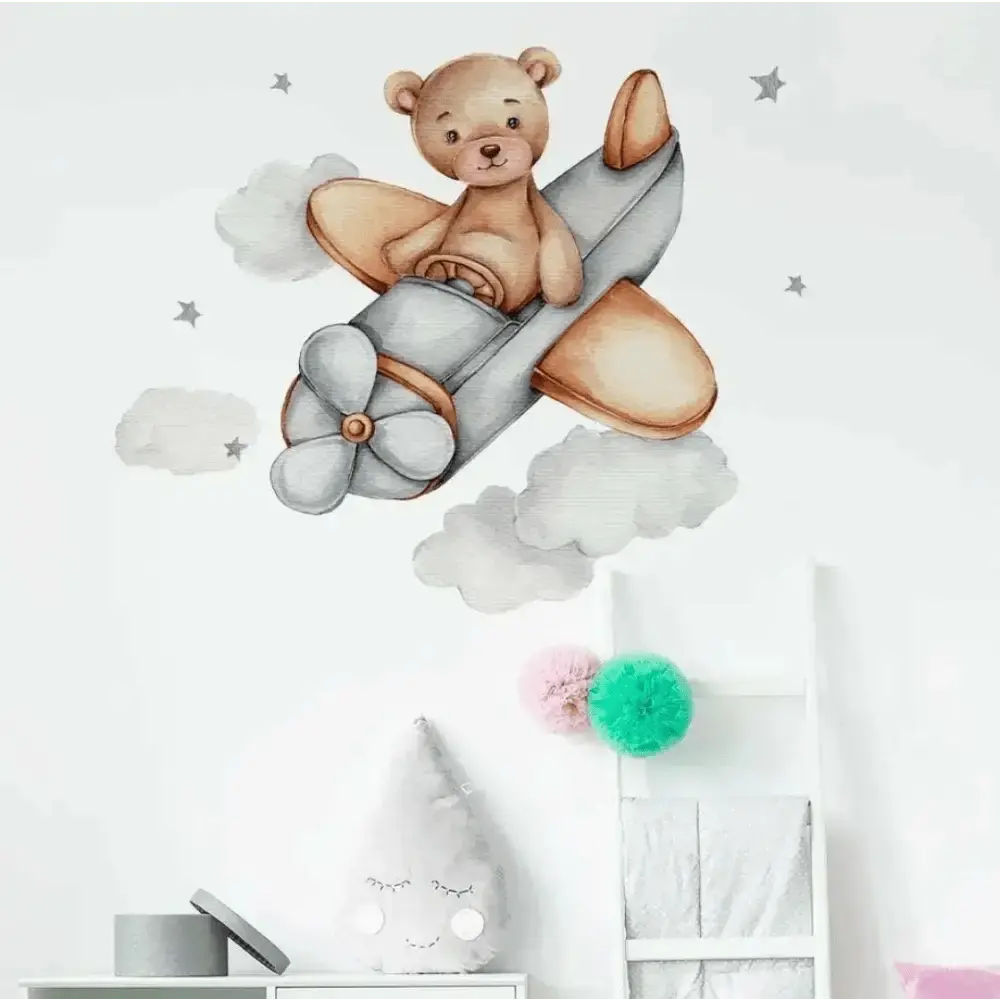 Teddy Bear Pilot Wallpaper Stickers for Kidsr - Easy do Wall do
