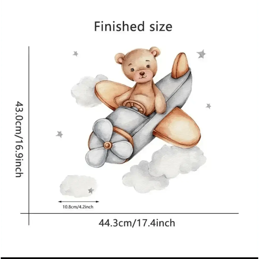 Teddy Bear Pilot Wallpaper Stickers for Kidsr - Easy do Wall do