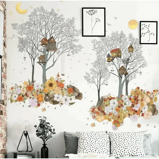 Treehouse and Flower Garden Wall Stickers Lebanon - Whimsical Decor for Kids’ Rooms - Easy do Wall do