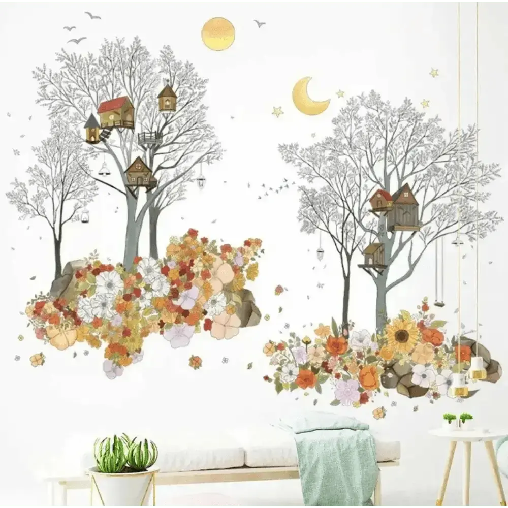 Treehouse and Flower Garden Wall Stickers Lebanon - Whimsical Decor for Kids’ Rooms - Easy do Wall do