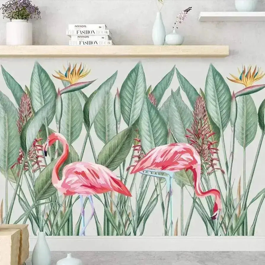 Tropical Flamingo and Palm Wall Sticker Set for Exotic Decor - Easy do Wall do