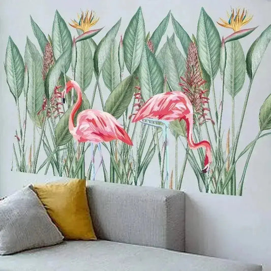Tropical Flamingo and Palm Wall Sticker Set for Exotic Decor - Easy do Wall do