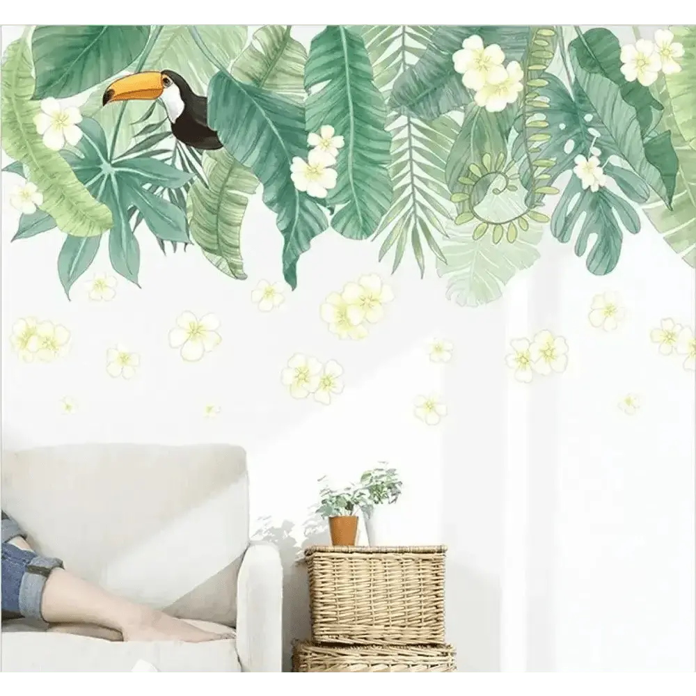 Tropical Toucan and Leaf Wallpaper Stickers for Exotic Decor - Easy do Wall do