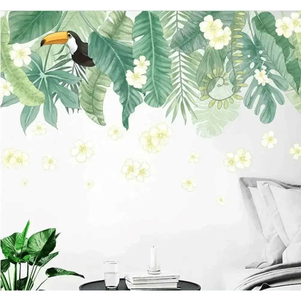 Tropical Toucan and Leaf Wallpaper Stickers for Exotic Decor - Easy do Wall do