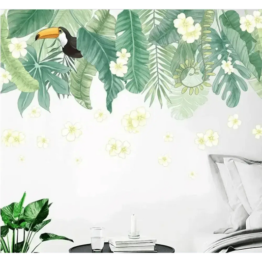Tropical Toucan and Leaf Wallpaper Stickers for Exotic Decor - Easy do Wall do