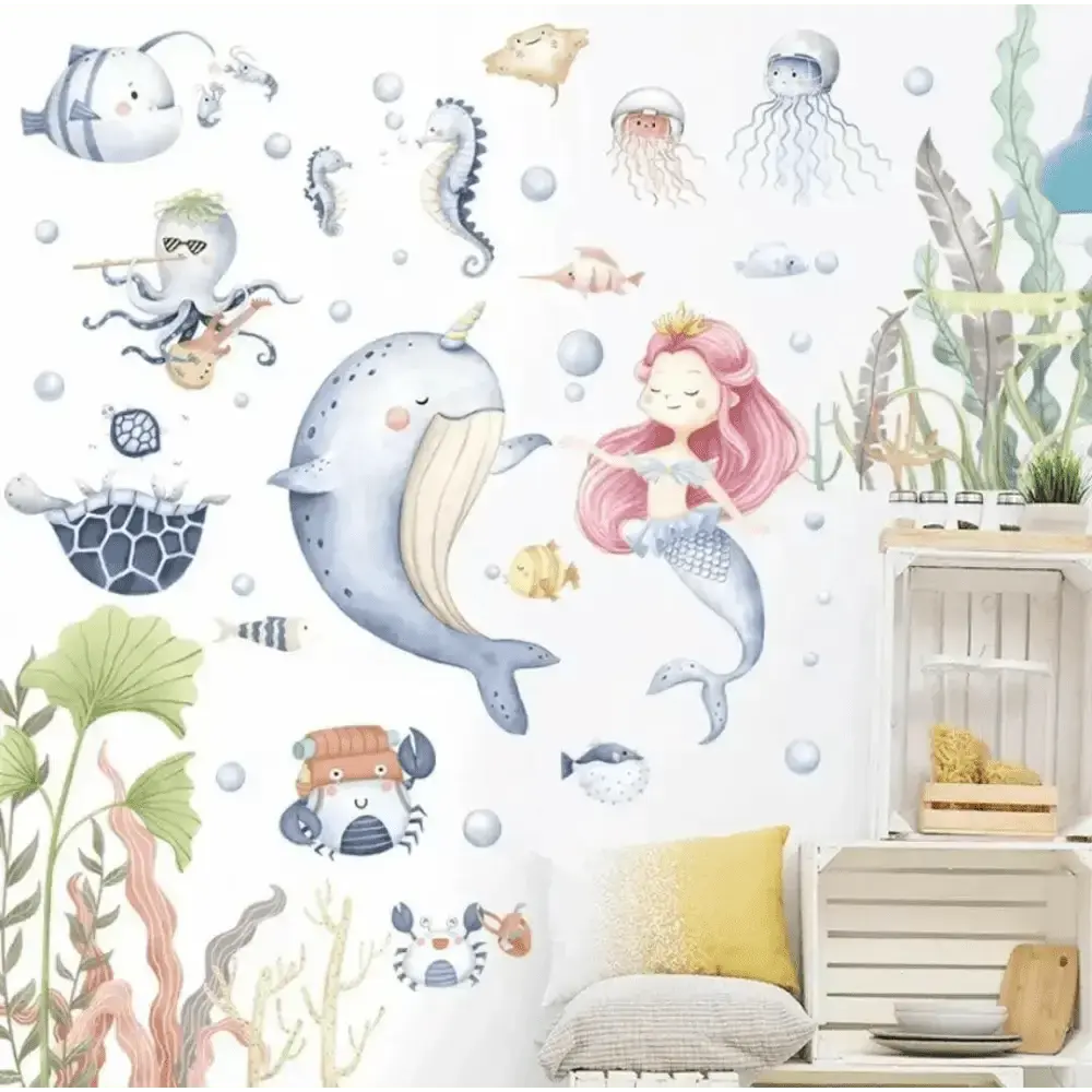Under the Sea Mermaid Wall Stickers Set for Magical Kids' Rooms - Easy do Wall do