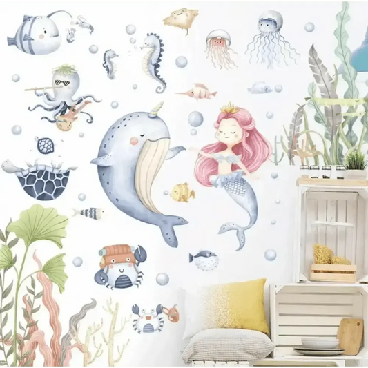 Under the Sea Mermaid Wall Stickers Set for Magical Kids' Rooms - Easy do Wall do