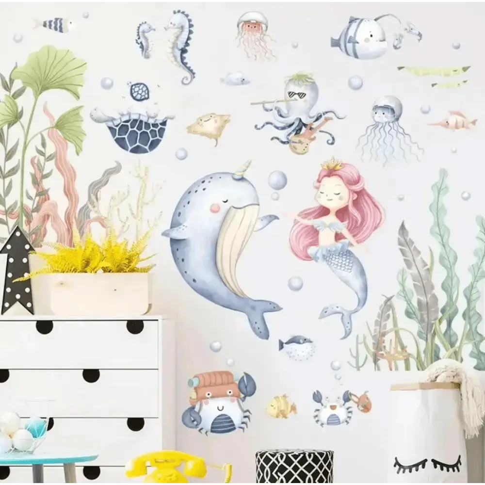 Under the Sea Mermaid Wall Stickers Set for Magical Kids' Rooms - Easy do Wall do