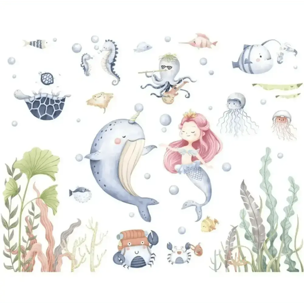 Under the Sea Mermaid Wall Stickers Set for Magical Kids' Rooms - Easy do Wall do