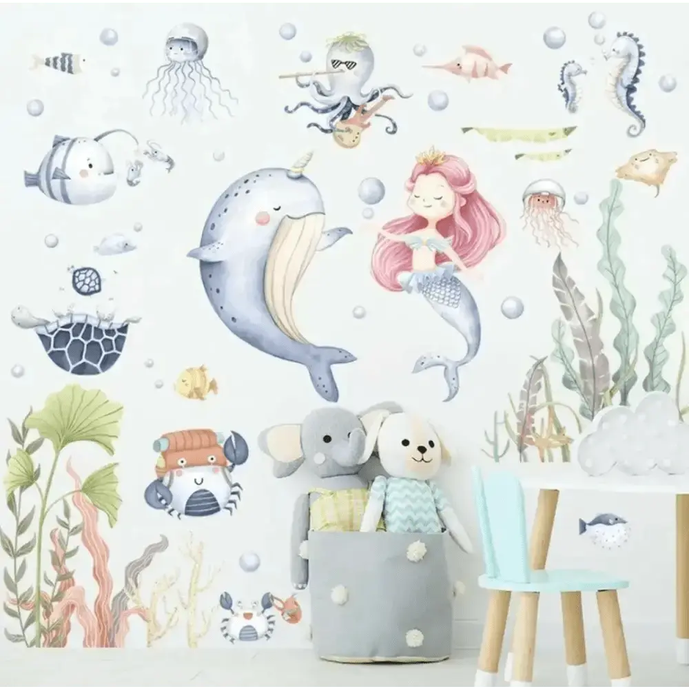 Under the Sea Mermaid Wall Stickers Set for Magical Kids' Rooms - Easy do Wall do